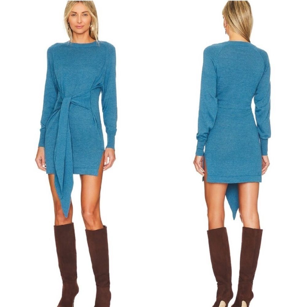 NWT Lovers and Friends Elana Mini Sweater Dress Long Sleeve Blue size S